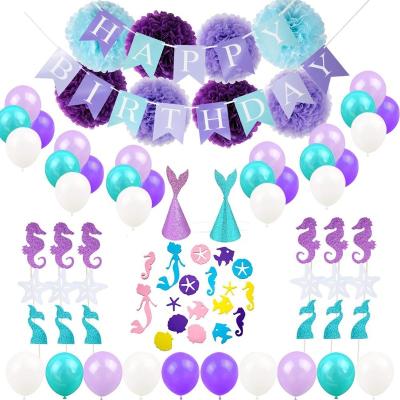 China Birthday Party Mermaid Balloons Party Supplies Happy Birthday Banner Mermaid Confetti Birthday Decorations for Girls Party for sale