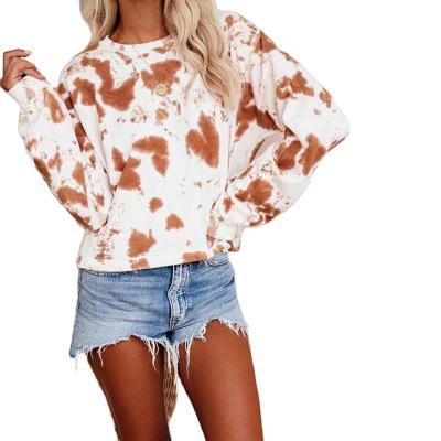 China Wholesale Anti Wrinkle Anti Wrinkle New Arrive 2021 Fashionable Cute Casual Cow Pattern Long Sleeve Blouse Women Tops for sale