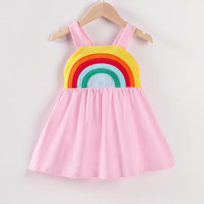 China New Children's Lovely Suspender Rainbow Dresses Anti-Wrinkle RTS Baby Toddler Dress Summer Kids Sportswear Sleeveless Suit for sale