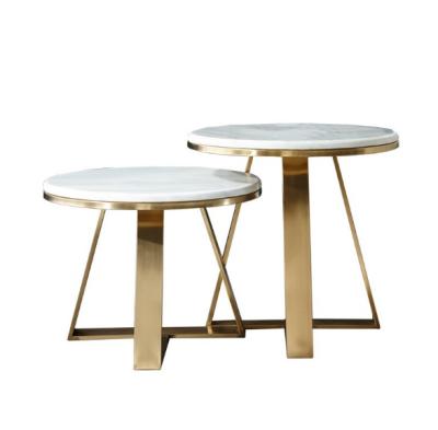 China Modern Nordic Marble Coffee Table Sofa Side Table Stainless Steel Round Small Coffee Table For Home Hotel for sale