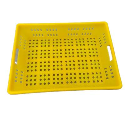 China Cheapest Plastic Solid Box Fruit Basket Food Processing Square Mesh Crate for sale