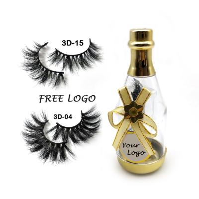 China Transparent 5D Mink Eyelash Free Private Logo Crisscross Lashes Wine Bottle Mink Eyelash Wine Bottle Square Eyelash Packaging Box for sale