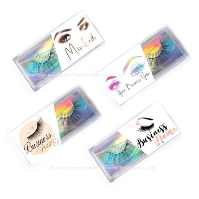 China Custom eyelash crisscross lashes lshes packaging box label free print your own logo for transparent plastic packaging box for sale