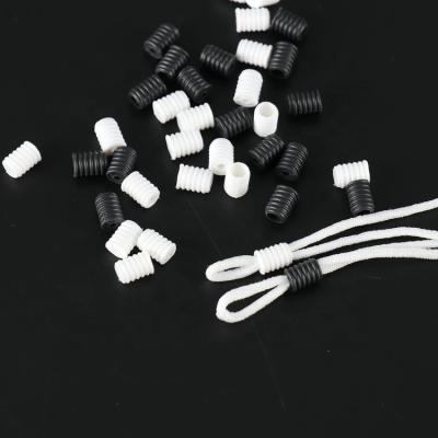 China Custom Adjustable Silicone Rope Lock Black White Adjustable Anti-skid Stopper for Maskes 10000pcs packed in 1 bag for sale