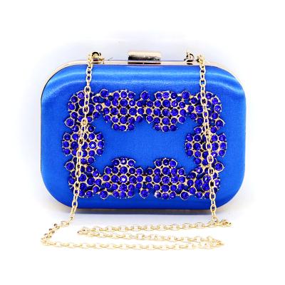 China New Multifunctional Fashion Diamond Flower Ladies Handbag Evening Royal Blue Clutch Bags For Women for sale