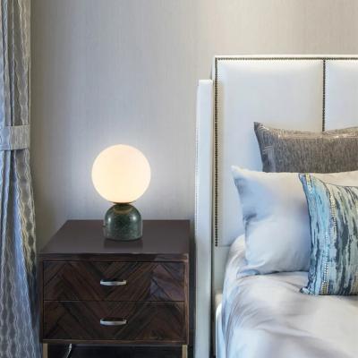 China Simple Modern Minimalist Glass Ball Living Room Table Lamp Marble Low Vertical Bedside Lamps In Bedroom for sale