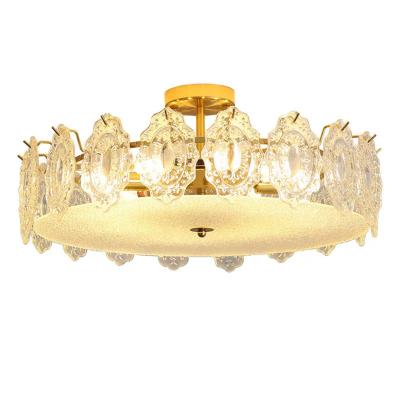 China Surface Mounted Crystal Chandeliers Modern Glass Hanging Lamps Living Room Luxury Hotel Decorative Ceiling Lighting for sale