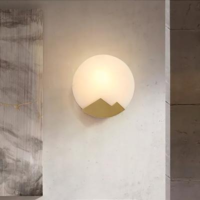 China Bedside Modern Simple Cloudy Luxury Copper Moon Living Room Light Stone Modern Design Brass Marble Wall Lamp for sale