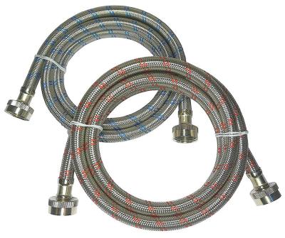 China Premium Stainless Steel Washing Machine Hoses, 6 Ft Burst Proof Red & Blue Striped MX Water Line (2 Packs) Supply Inlet Connection for sale