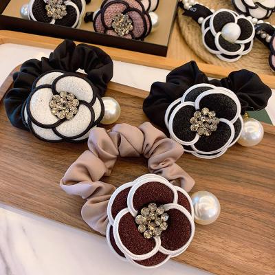 China Large elastic elegant hair band classic flower cloth adult lady with simple ponytail cloth circle temperament hair tie for sale