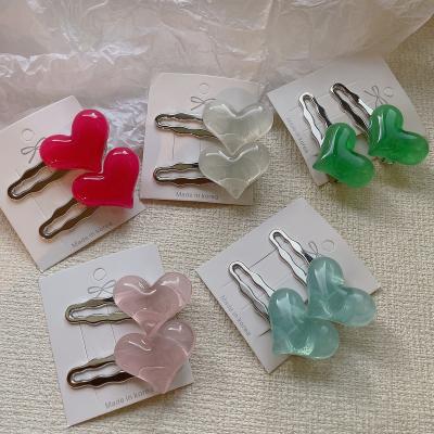 China Chic Hair Clip Girls Hair Accessories Alloy Heart Shape Pin Hairpin Fashion Gold Metal Hairpin for sale