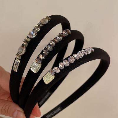 China Black Non-slip Pearl Headband High End Satin Headband Custom Hair Accessories For Girls for sale