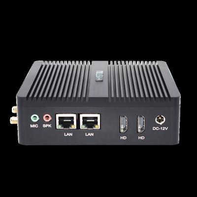 China Home Theater Best Price Mini Fanless PC 8GB DDR3 128GB SSD N3160 With 2HD Display 2 LAN Computer Box for sale