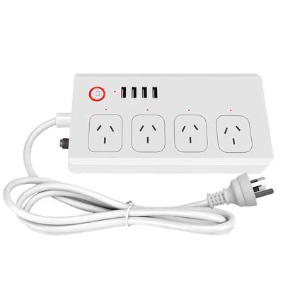 China Remote Control Bulk Price 10A USB Power Band 4 USB Outlet Tuya USB Band Power Outlet Adapter Tuya Plug Wifi Smart Mobile APP Remote Control UK AU EU EU US for sale