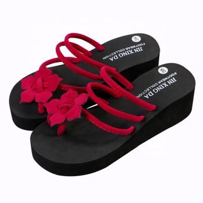 China Wholesale Anti-slippery Platform Women's Style Wedge Flip Flops Ladies High Heel Slippers With Praise for sale