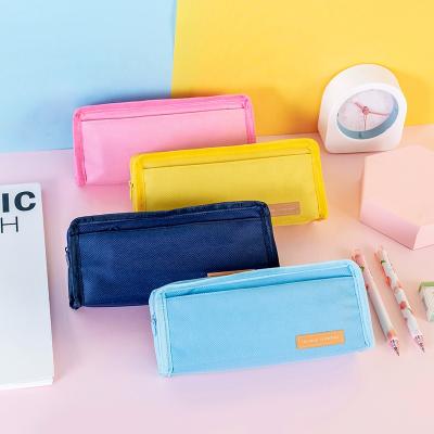 China Plain Color Plain Color Side Pocket Boys and Girls Children's Single Colored Pencil Bag for Children for sale