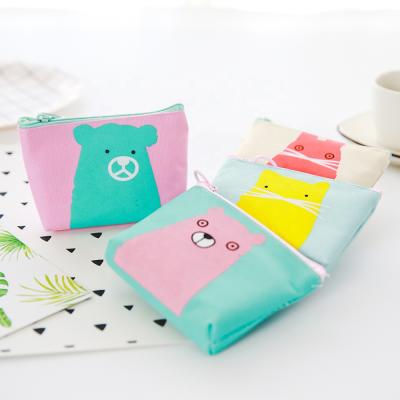 China 2020 Style Korean Animal Ladies Canvas Cute Design Doorstep Purse Canvas Coin Purse for sale