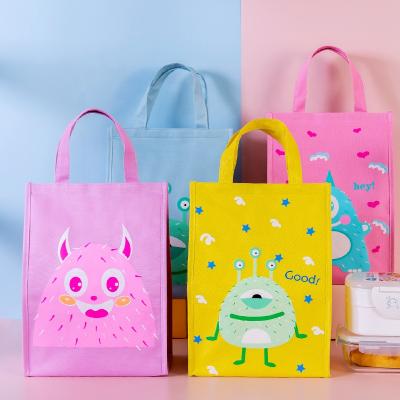 China Waterproof Custom Stylish Bright Color School Cooler Handle Printing Lunch Bag For Kids for sale