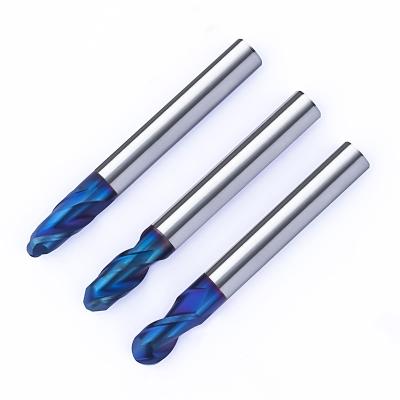 China High Quality Cutter 2 Flute Side Face Milling HRC65 Ball Nose End Mill Nano Blue Coated MILLING CUTTER for sale