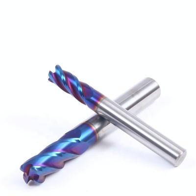 China High Quality Blue Nano Corner End Mills Cnc Machining Cnc Cutting Tools High Hardness Radius hrc65 for sale