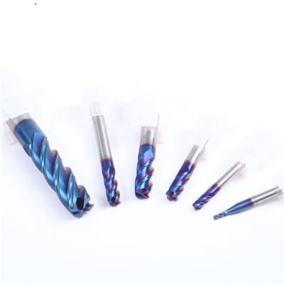 China CNC Machining Radius HRC65 Face End Milling Blue Coating Corner Milling Cutter For Steel for sale