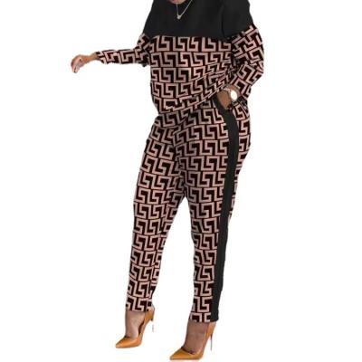 China Wholesale Fashion Anti-pilling Women's Casual Long Sleeve Printing Two Piece Suit for sale