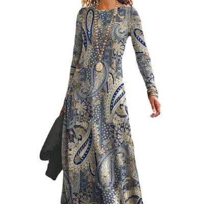 China Floral Print Fashion Breathable Women Long Dress Chiffon Casual Maxi Dress for sale