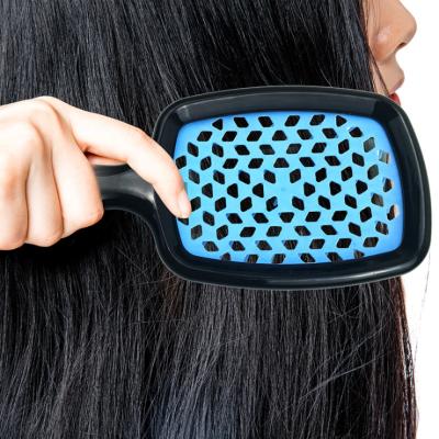 China Biumart Amazon Waterproof Hot Selling Wet & Dry Mesh Massage Comb Fluffy Shape Cavity Square Detangling Hair Brush for sale