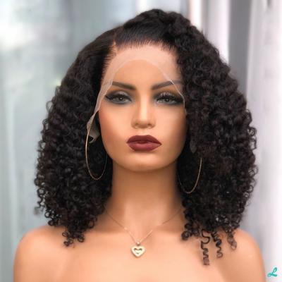 China Biumart Factory Price Natural Transparent Lace Front Water Wave Bob Wigs Full Hair Water Wave Indian Raw Curly Lace Frontal Wig for sale