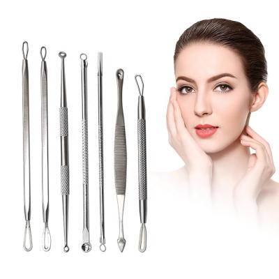 China Acne Treatment Biumart Stainless Steel Black 7pcs Head Remover Comedone Extractor Tool Pimple Remover Tool Kit for sale