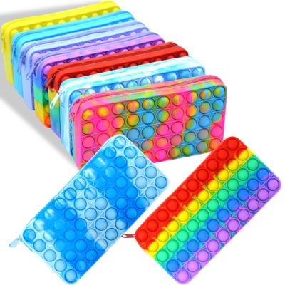 China Fashion\Durable\New Style Desk Stationery Organizer Simple Sensory Silicone Bubble Push Noise Busy Person Toy,Decompression Pencil Bag Pop It Pencil Case for sale