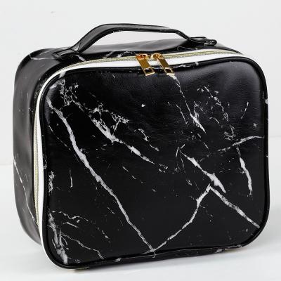 China Trendy Fashion Makeup Bag Marbled Cosmetic Bag PU Travel Large Capacity Waterproof Toiletry Bag for sale