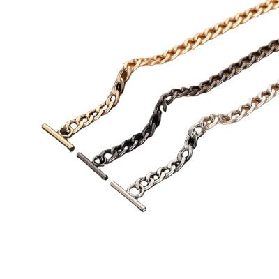 China Fashion Korea Fashion Metal Strap Replacement Accessories Chain Straps For Bags Chain Belt Black Silver Gold Metal Chain for sale