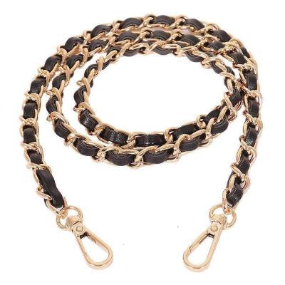 China Fashion RTS bag accessories bag PU metal chain leather bag strap adjustable black gold metal chain strap for handbag wholesale for sale