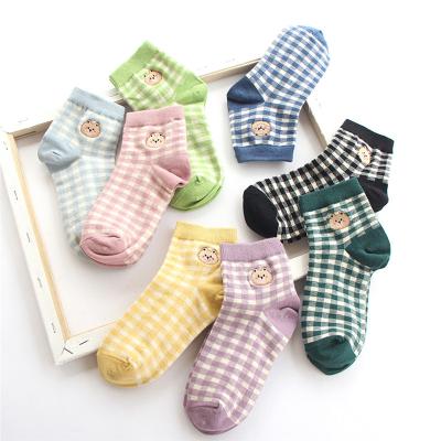 China Manufacturer Accept Custom Colorful Sweated Plaid Embroidered Low Cut Ankle Ladies Cotton Socks for sale