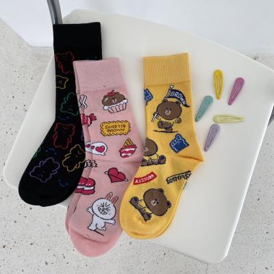 China Graphic Socks Fashion Women Warm Cute Bear Jumpsuit High Quality Breathable Socks for sale