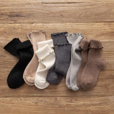 China Sporty Customized Wooden Ears Embroidered Logo Women Cute Comfortable Crew Socks for sale