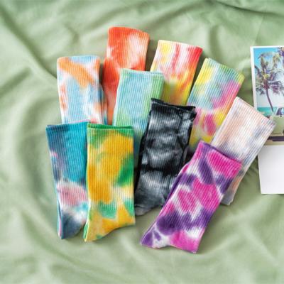 China Fashional cotton adult socks wholesale knitted tie-dyed fashion cotton adult stockings for daily wear off the street for sale