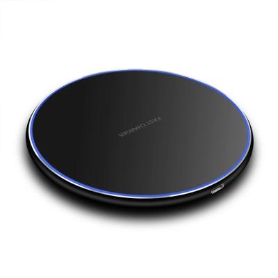 China 10W Qi High Speed ​​Fast Portable Ultra-thin Round Platform Bracket Phone Aluminum Wireless Charger for sale