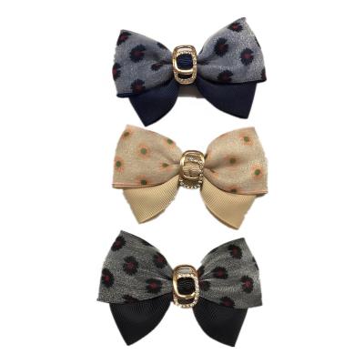 China High Quality Handmade Bow Tie Mid Buckle Metal Chiffon Flower Printing Flower Shoe Low Price Clothes For Lady Shoes Decor for sale