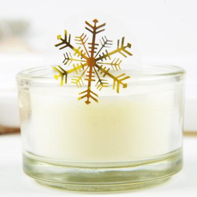 China Waterproof Christmas Snowflake Bronzing Round Sticker Label for sale