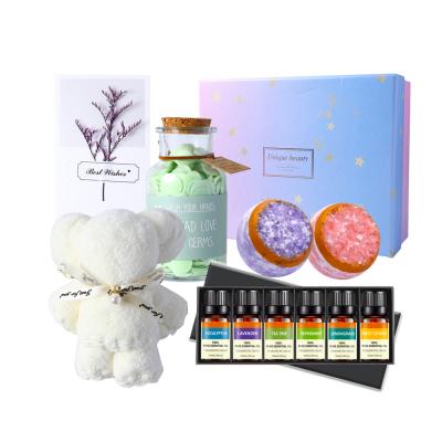 China Barber Shop Luxury Gradient Soap Paper Soap Romantic Cute White Bomb Gift Box Xmas Large Towel Essential Oil Set Gift Set for sale