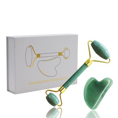 China Wholesale Private Label Face Gua Sha Set Stone Rose Quartz Face Jade Roller Massager Tool Beauty Natural Rose Stone for sale