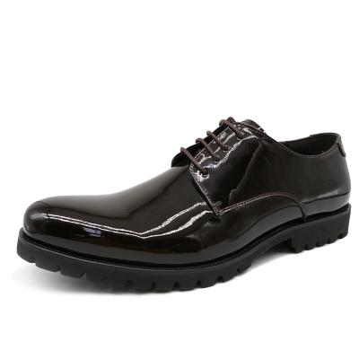 China Other hot sale office shoes men shiny lace up leather shoes in black genuine shoes for men for sale