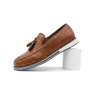 China Wholesale Fashion Trend Men Shoes Casual Shoes For Party Loafer Brown Leather And White Rubber Shoes for sale