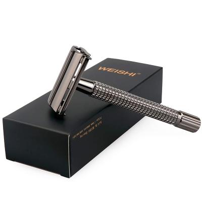 China Best Double Blade Quality Triple Metal Stainless Steel Straight Edge Shaving Safety Razor for sale