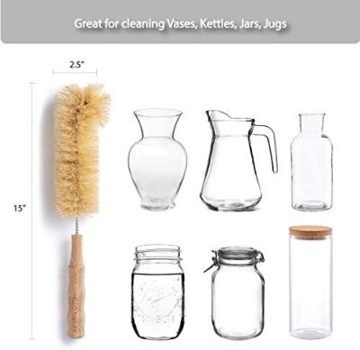 China Sustainable Soft Bristle Bottle Brushes With Soft Wooden Handle For Cleaning Various Bottles for sale