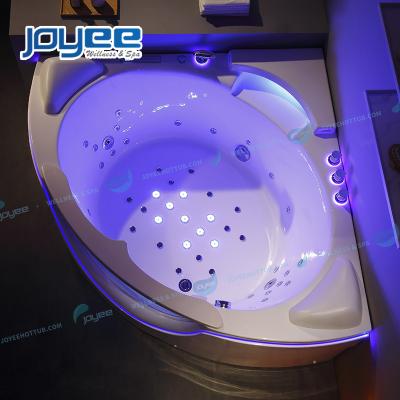 China JOYEE Skirt Double Side Corner (Left Skirt) Install Modern White Digital Control Panel Electric Whirlpool Bathtub 1500mm Spa Whirlpool for sale