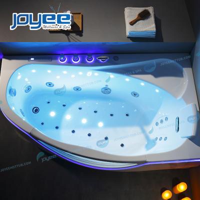 China Double Side Skirted Single Bathroom Corner Use Bathtub (Straight Skirt) JOYEE Small And Whirlpool Bathtub With Heater Water Pump Led Lights for sale