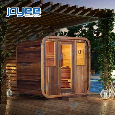 China JOYEE Computer Control Panel Customized Large Red Cedar Garden Home Villa Wooden Resort Rectangular Sauna House Infrared Outdoor Sauna for sale